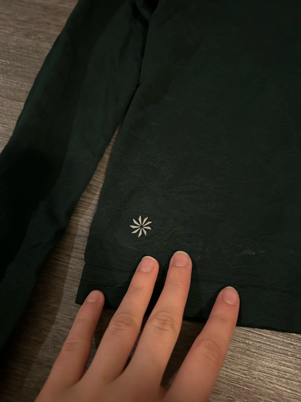 Athleta Long Sleeve Tee in Deep Green with Reflective Logo